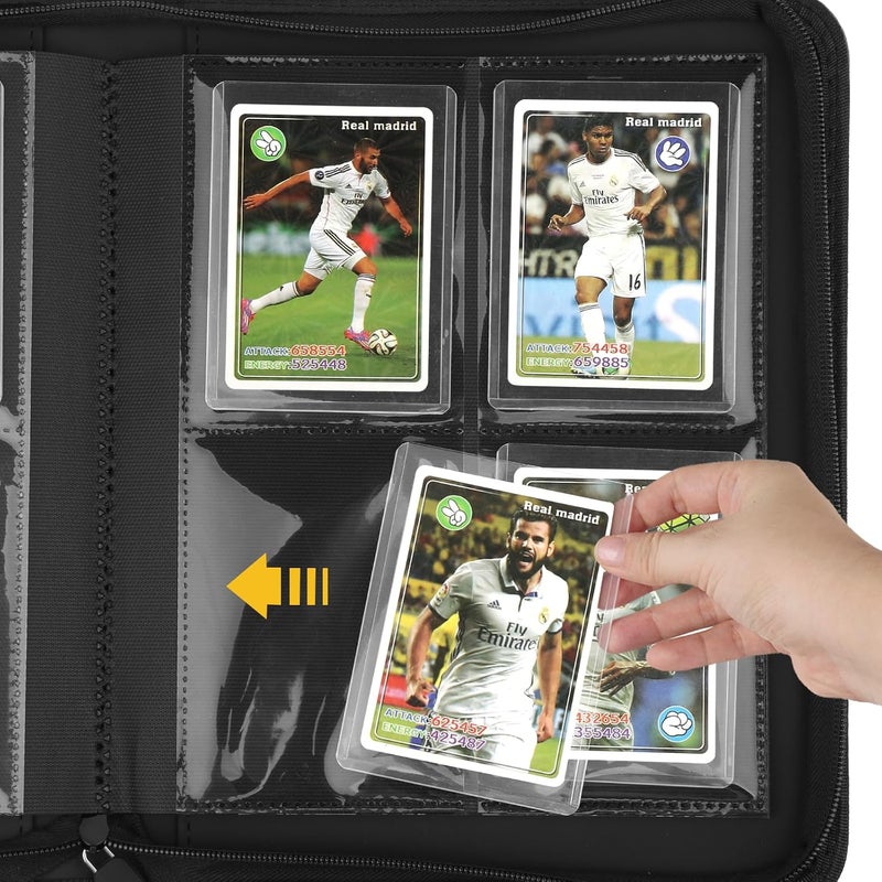 CARDBINDER Toploader Binder,Toploader Hard Cases, 4-Pocket Pages Sleeves Hold up 128 Cards.Toploader Card Binder with Sleeves for “3×4” rigid，Card Holder(black) - Image 4